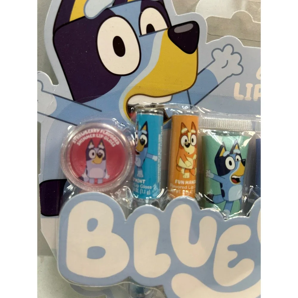 LOT 2 Bluey 6 Piece Lip Gloss Set Flavored Shimmer Pots & Tubes Taste Beauty NEW